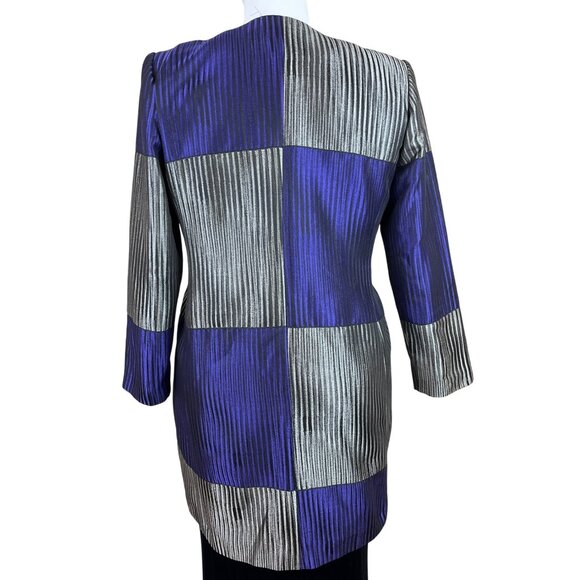 Chico’s Purple & Silver Colorblock Womens Open Front Jacket 3/4 Sleeve Sz 2 - Picture 6 of 11